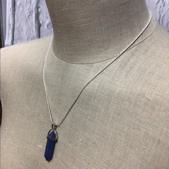 NWT Natural Gemstone 18”Chain & Pendant Pointed Chakra Hexagon Blue - Picture 6 of 8